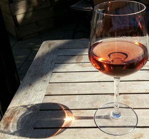 Still life of wineglass in the sun.